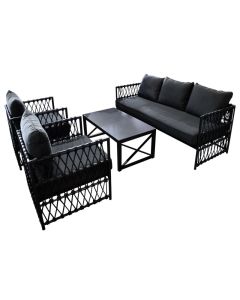 Woven Sofa Set Black