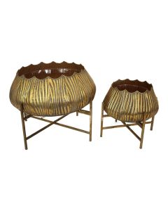 KR Planter Metal Gold with Stand - Large